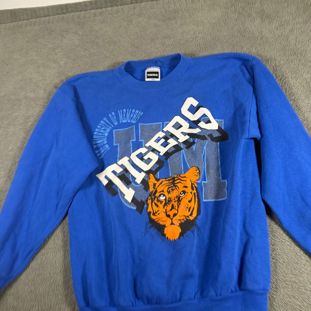 Vintage Tultex University of Memphis Tigers Sweatshirt Blue Made in USA Large